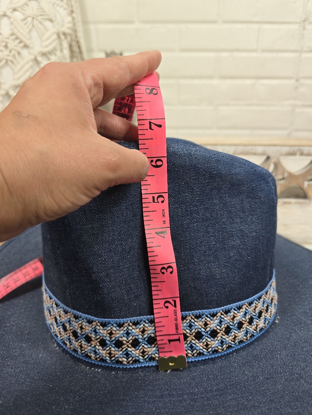 Vintage Youngan Blue Denim Cowboy Hat with Embroidered Band - Picture 10 of 11